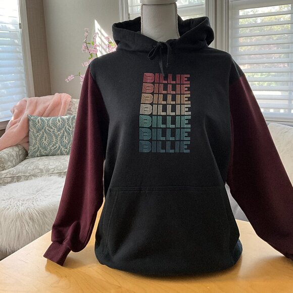 Custom "BILLIE" Sweatshirt Black or could be Billy Eilish M Hoodie - Picture 2 of 6